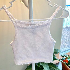 White Crop Top with Light Pink Undertones
